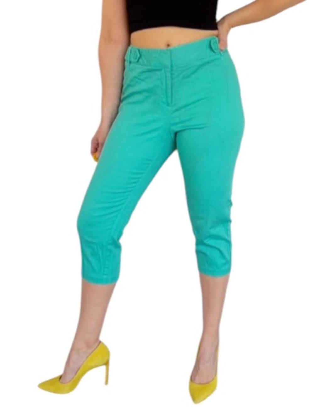 Olivia & Martin teal blue green cotton stretch capri pants size 10P